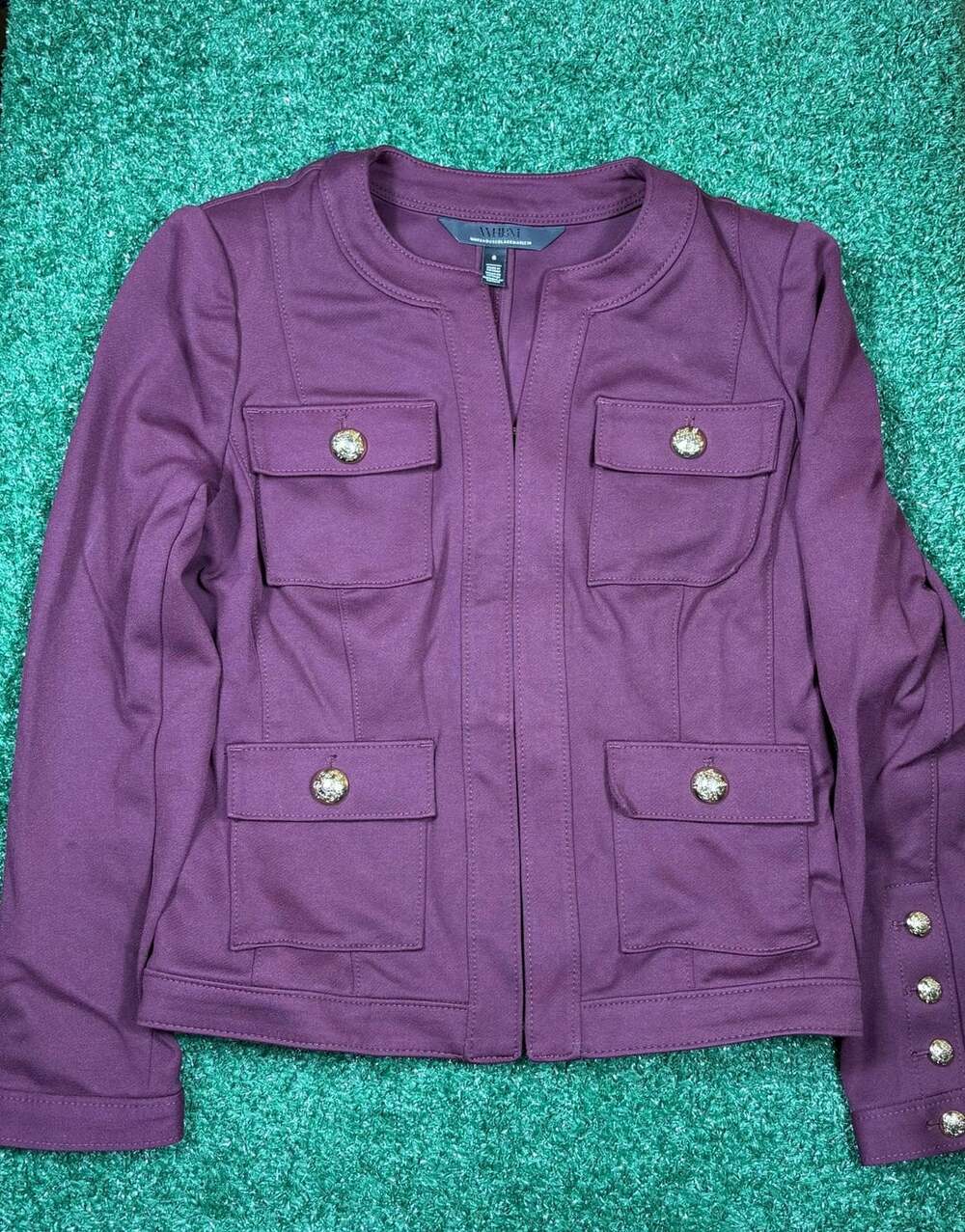 White House Black Market Jacket Size 6 Purple Gold Button Blazer
